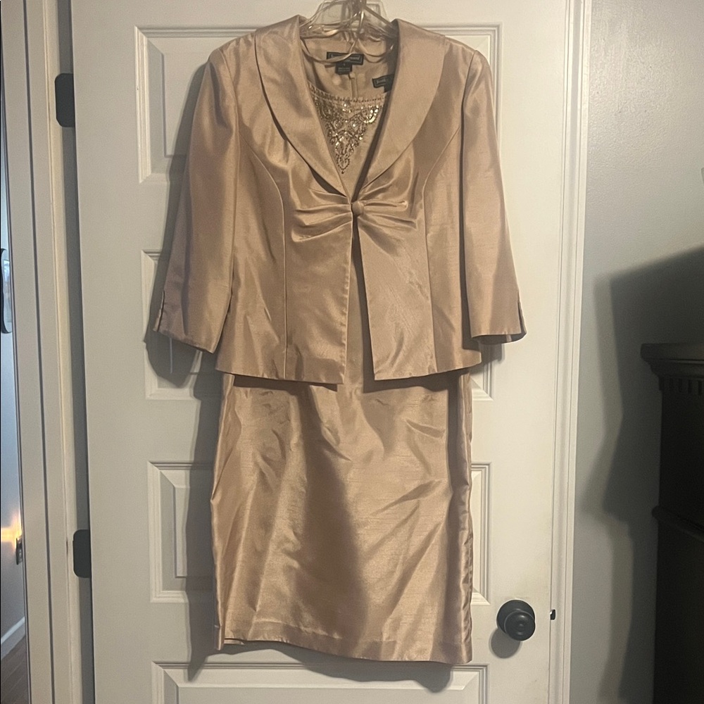 Jessica Howard Gold Dress and Jacket Set